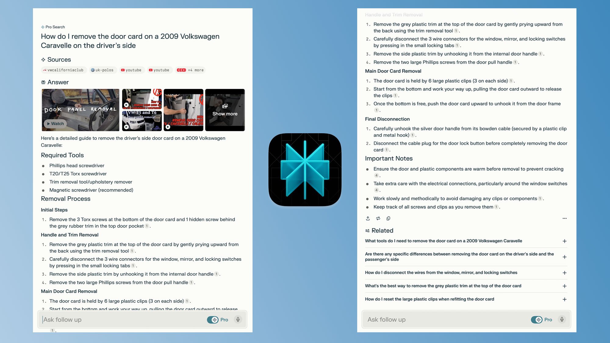  Perplexity’s returns some of the same video sources, but pays more attention to how the guide is formatted, and cites sources along the way. 