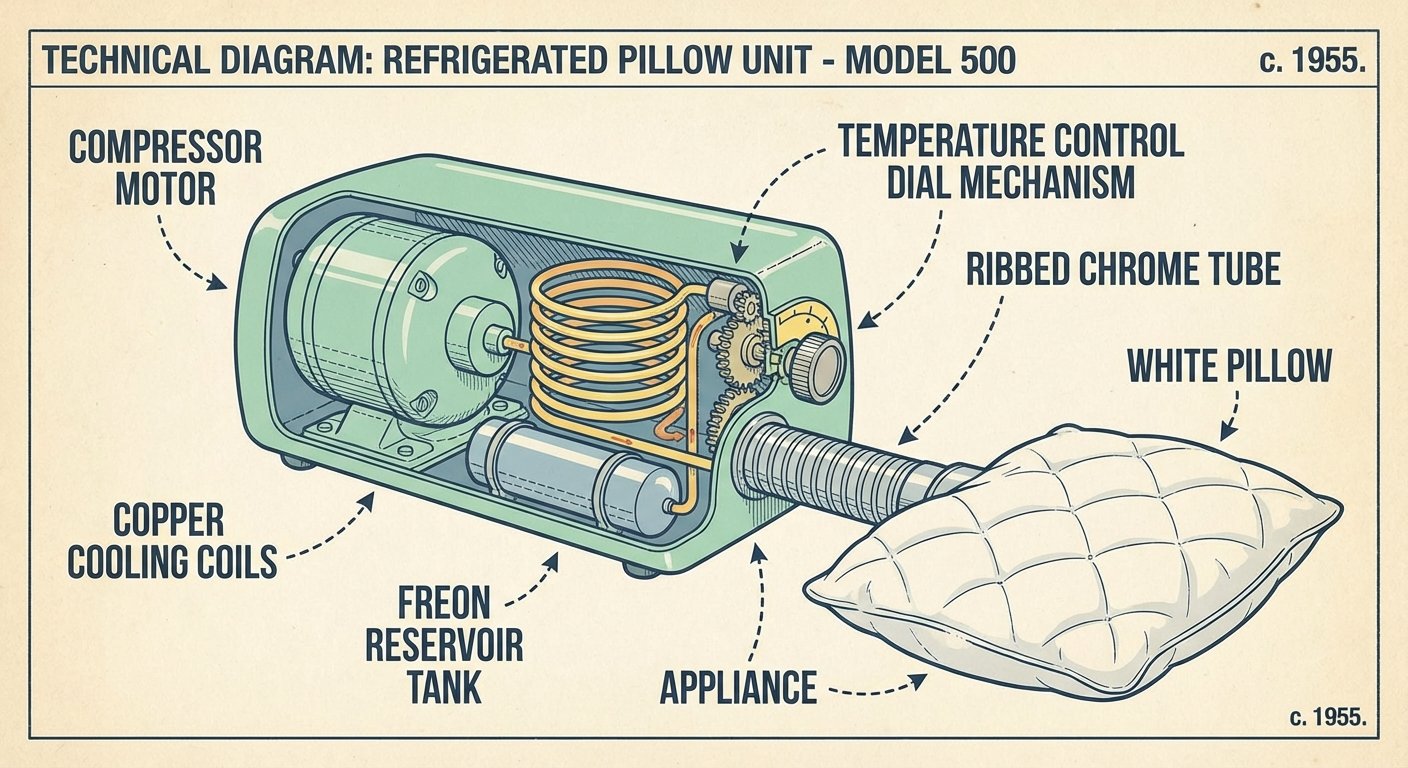 Technical diagram of the Pillow Fridge